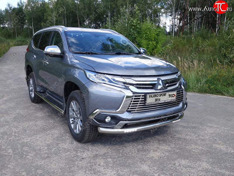 38 949 р. Защита переднего бампера нижняя с ДХО 76,1 мм ТСС Тюнинг Mitsubishi Pajero Sport QE дорестайлинг (2015-2021) (нержавейка)  с доставкой в г. Тамбов