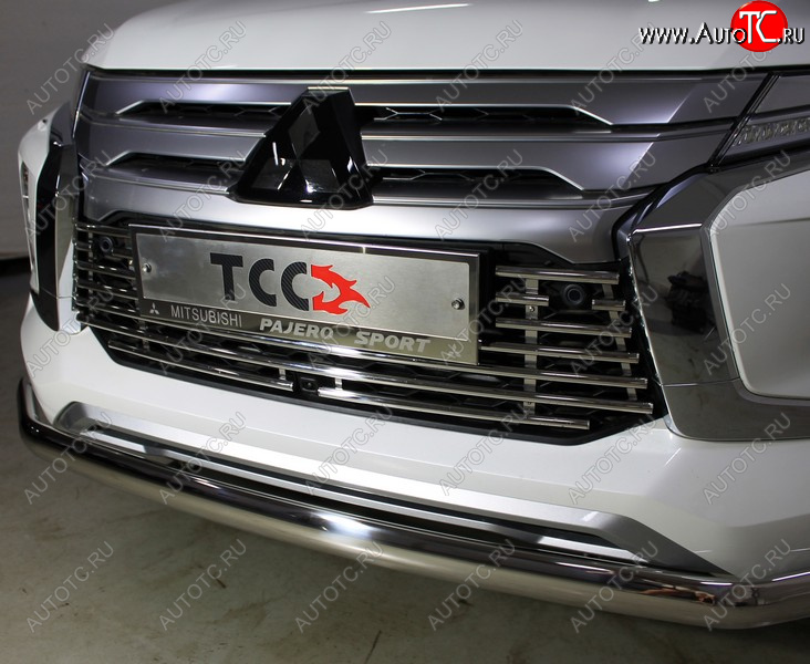 10 599 р. Декоративная вставка решетки радиатора ТСС Тюнинг  Mitsubishi Pajero Sport  QF (2019-2022) рестайлинг (d 16 мм)  с доставкой в г. Тамбов