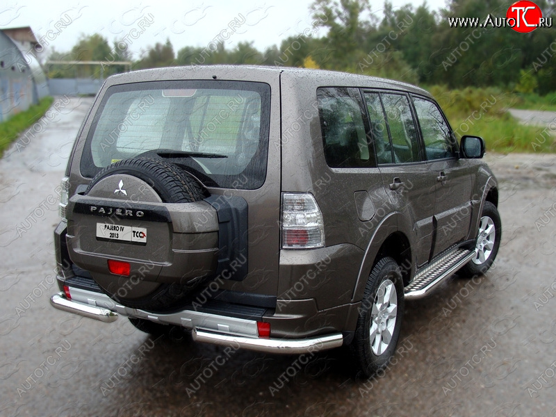 22 599 р. Защита задняя (уголки, нержавейка 76,1 мм) ТСС Тюнинг  Mitsubishi Pajero  4 V80 (2011-2014) 3 дв. 1-ый рестайлинг  с доставкой в г. Тамбов