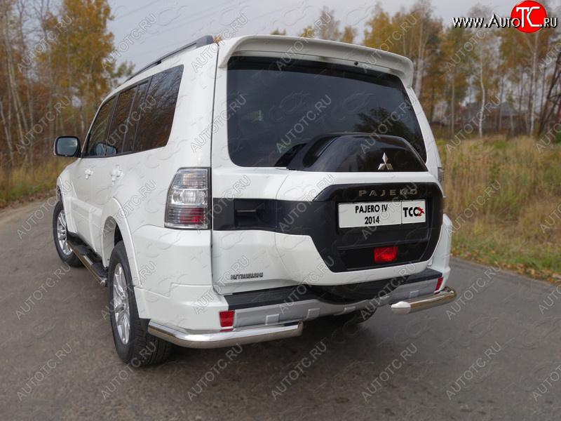 22 999 р. Защита задняя (уголки, нержавейка 76,1 мм) ТСС Тюнинг  Mitsubishi Pajero  4 V90 (2014-2020) 2-ой рестайлинг  с доставкой в г. Тамбов