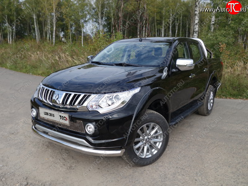 19 549 р. Защита переднего бампера нижняя d76,1 мм ТСС Тюнинг Mitsubishi L200 5 KK,KL дорестайлинг (2015-2019) (нержавейка)  с доставкой в г. Тамбов