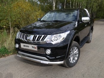 38 999 р. Защита переднего бампера нижняя с ДХО 76,1 мм ТСС Тюнинг  Mitsubishi L200  5 KK,KL (2015-2019) дорестайлинг (нержавейка)  с доставкой в г. Тамбов. Увеличить фотографию 1