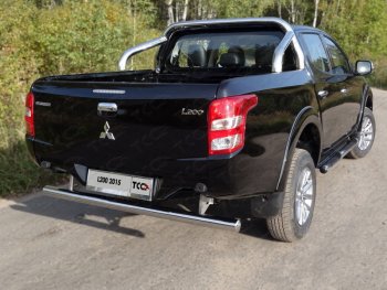 Защита задняя (центральная, нержавейка d76,1 мм) ТСС Тюнинг Mitsubishi L200 5 KK,KL дорестайлинг (2015-2019)  (центральная)