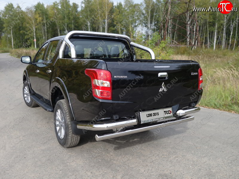 27 999 р. Защита задняя (уголки, нержавейка 76,1 мм) ТСС Тюнинг  Mitsubishi Pajero Sport  PB (2013-2017) рестайлинг  с доставкой в г. Тамбов