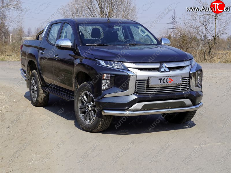 20 499 р. Защита переднего бампера нижняя 76,1 мм ТСС Тюнинг Mitsubishi L200 5 KK,KL рестайлинг (2018-2022) (нержавейка)  с доставкой в г. Тамбов