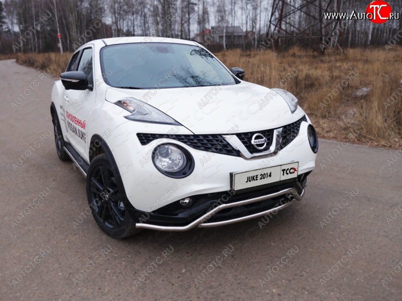 14 999 р. Защита переднего бампера кенгурин 42,4 мм ТСС Тюнинг  Nissan Juke  1 YF15 (2014-2020) рестайлинг (нержавейка)  с доставкой в г. Тамбов