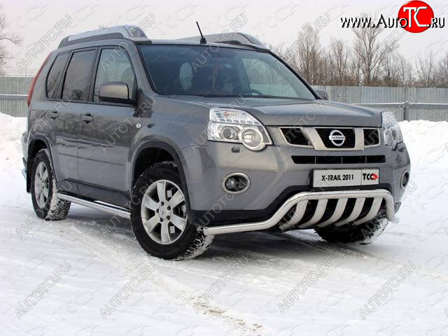 28 999 р. Защита переднего бампера нижняя 60,3*75 мм ТСС Тюнинг Nissan X-trail 2 T31 рестайлинг (2010-2015) (нержавейка)  с доставкой в г. Тамбов