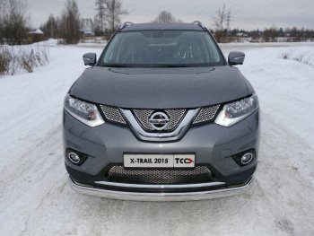 Защита переднего бампера нижняя овальная 75х42 мм ТСС Тюнинг Nissan X-trail 3 T32 дорестайлинг (2013-2018)  (нержавейка)