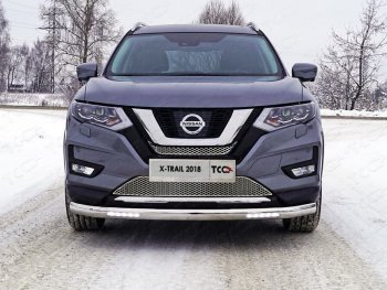 46 599 р. Защита передняя нижняя овальная с ДХО 75х42 мм ТСС Тюнинг Nissan X-trail 3 T32 рестайлинг (2017-2022) (нержавейка)  с доставкой в г. Тамбов. Увеличить фотографию 1