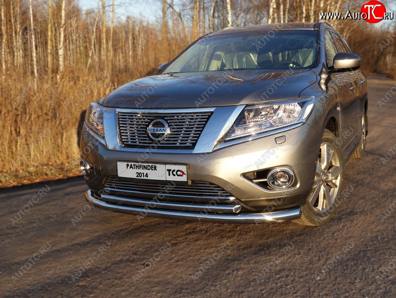 29 999 р.  Защита передняя нижняя двойная 76,1*50,8 мм Тюнинг  Nissan Pathfinder  R52 (2012-2017) дорестайлинг (нержавейка)  с доставкой в г. Тамбов