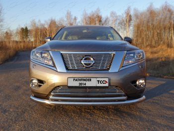 Нижняя декоративная вставка в бампер ТСС Тюнинг Nissan Pathfinder  R52 (2012-2017) дорестайлинг (d 12 мм)