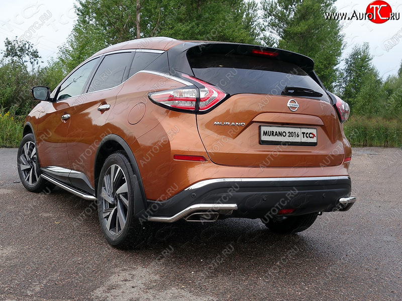 14 999 р. Защита заднего бампера (уголки, d42,4 мм) TCC Nissan Murano 3 Z52 дорестайлинг (2015-2022)  с доставкой в г. Тамбов