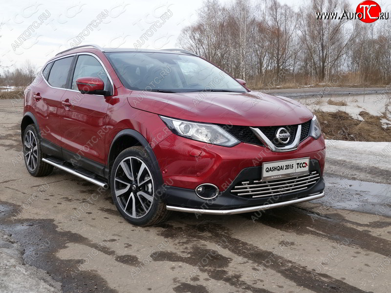 16 899 р. Защита переднего бампера нижняя 42,4 мм ТСС Тюнинг  Nissan Qashqai  2 (2013-2019) J11 дорестайлинг (нержавейка)  с доставкой в г. Тамбов