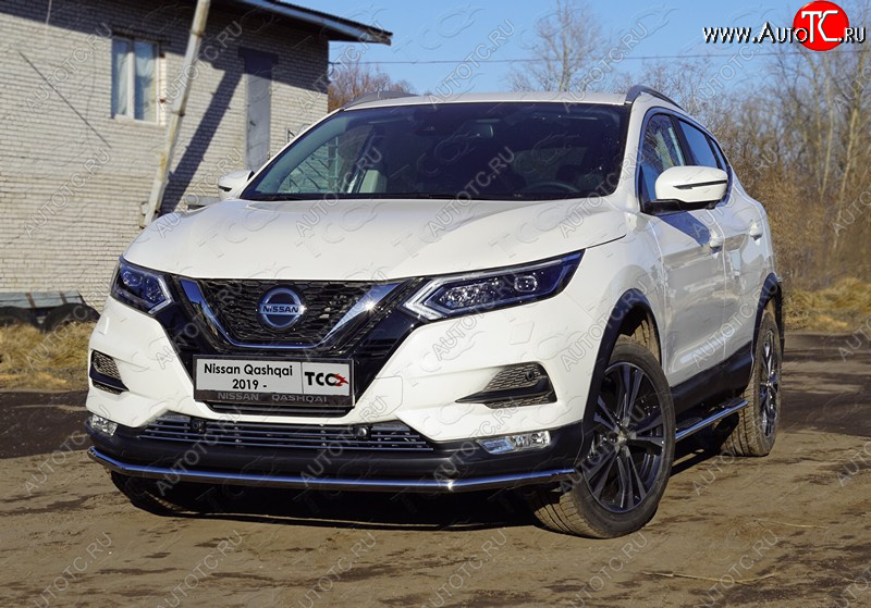 18 399 р. Защита переднего бампера нижняя 42,4 мм ТСС Тюнинг  Nissan Qashqai  2 (2017-2022) J11 рестайлинг (нержавейка)  с доставкой в г. Тамбов