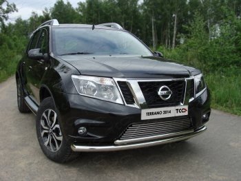 Защита передняя нижняя двойная 60,3*42,4 мм ТСС Тюнинг Nissan (Нисан) Terrano (Террано)  D10 (2013-2016) D10 дорестайлинг ()