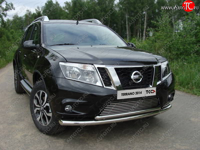 22 999 р. Защита передняя нижняя двойная 60,3*42,4 мм ТСС Тюнинг  Nissan Terrano  D10 (2013-2016) дорестайлинг (нержавейка)  с доставкой в г. Тамбов