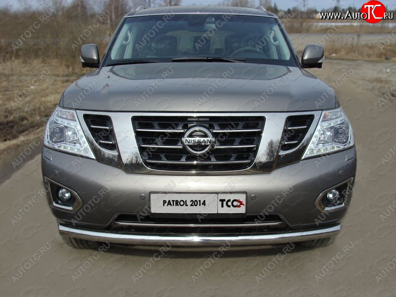 30 999 р. Защита переднего бампера нижняя 76,1 мм ТСС тюнинг  Nissan Patrol  6 (2014-2017) Y62 рестайлинг (нержавейка)  с доставкой в г. Тамбов