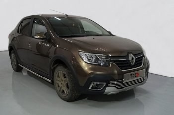 19 999 р. Защита порогов труба d42,4 мм ТСС Тюнинг  Renault Logan Stepway (2018-2024) (серые)  с доставкой в г. Тамбов. Увеличить фотографию 1