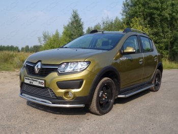 Защита переднего бампера нижняя d42,4 мм ТСС Тюнинг Renault Sandero Stepway (B8) дорестайлинг (2014-2018)  (нержавейка)