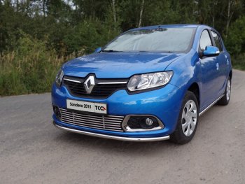 Нижняя декоративная вставка в бампер ТСС Тюнинг Renault Sandero  (B8) (2014-2018) дорестайлинг (d 12 мм)