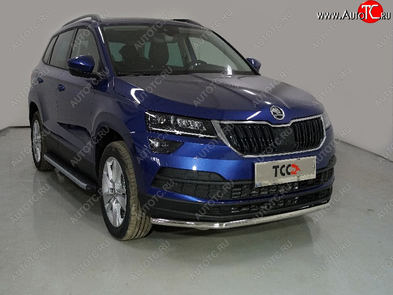 16 999 р. Защита переднего бампера нижняя d42,4 мм ТСС Тюнинг  Skoda Karoq  NU7 (2020-2024) рестайлинг (нержавейка)  с доставкой в г. Тамбов