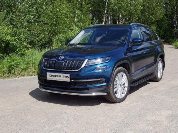 15 999 р. Защита переднего бампера нижняя d42,4 мм ТСС Тюнинг  Skoda Kodiaq  NU7 (2017-2021) дорестайлинг (нержавейка)  с доставкой в г. Тамбов. Увеличить фотографию 1