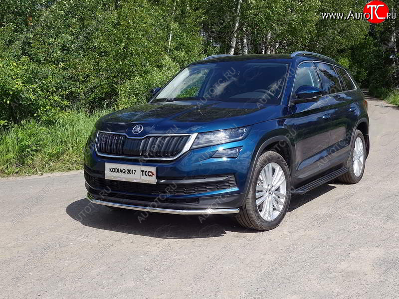 15 999 р. Защита переднего бампера нижняя d42,4 мм ТСС Тюнинг  Skoda Kodiaq  NU7 (2017-2021) дорестайлинг (нержавейка)  с доставкой в г. Тамбов