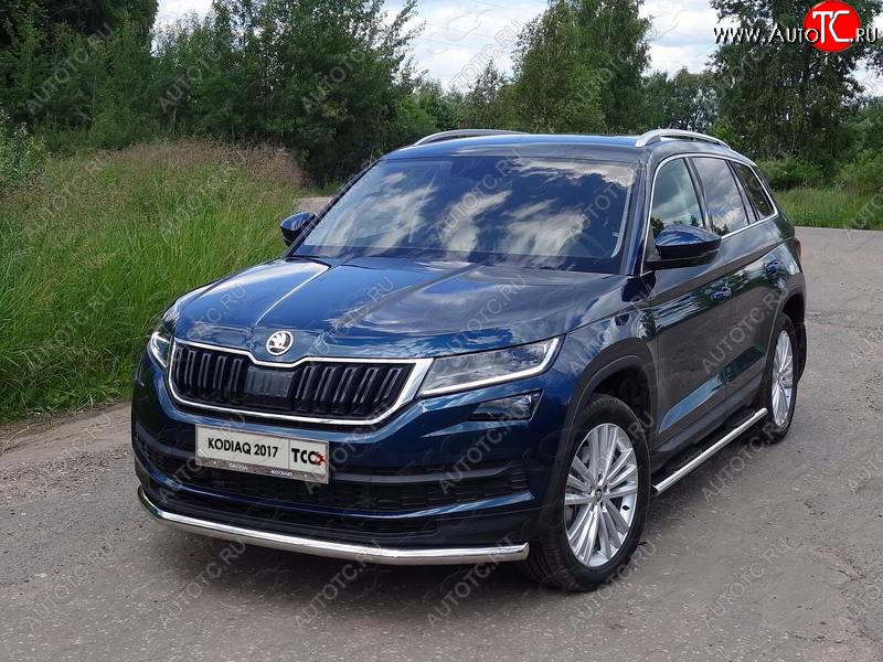 17 999 р. Защита переднего бампера нижняя d60,3 мм ТСС Тюнинг Skoda Kodiaq NU7 дорестайлинг (2017-2021) (нержавейка)  с доставкой в г. Тамбов