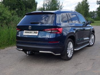 13 399 р. Защита заднего бампера (уголки, d42,4 мм) TCC Skoda Kodiaq NU7 дорестайлинг (2017-2021)  с доставкой в г. Тамбов. Увеличить фотографию 1