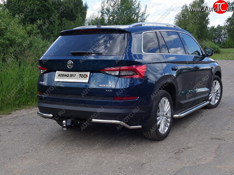 13 399 р. Защита заднего бампера (уголки, d42,4 мм) TCC  Skoda Kodiaq  NU7 (2017-2021) дорестайлинг  с доставкой в г. Тамбов