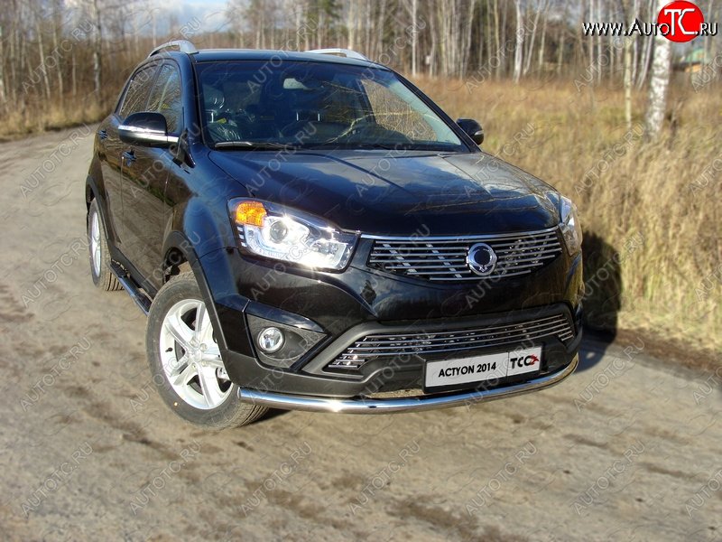 19 549 р. Защита переднего бампера нижняя d60,3 мм ТСС Тюнинг  SSANGYONG Actyon (2013-2021) рестайлинг (нержавейка)  с доставкой в г. Тамбов