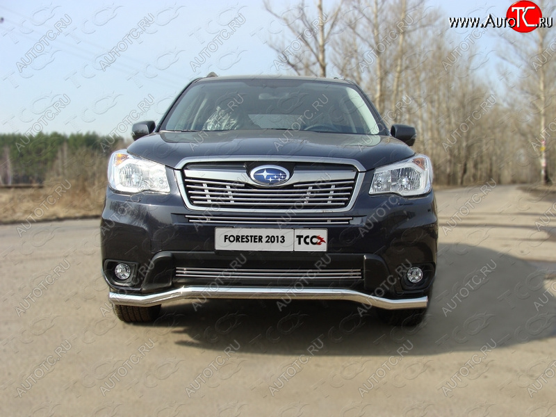 9 349 р. Верхняя декоративная вставка решетки радиатора ТСС Тюнинг  Subaru Forester  SJ (2012-2016) дорестайлинг (d 12 мм)  с доставкой в г. Тамбов