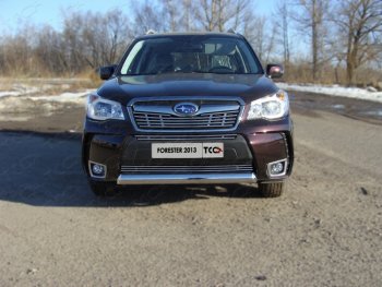 Нижняя декоративная вставка в бампер (спорт) ТСС Тюнинг Subaru Forester  SJ (2012-2016) дорестайлинг (d 12 мм)
