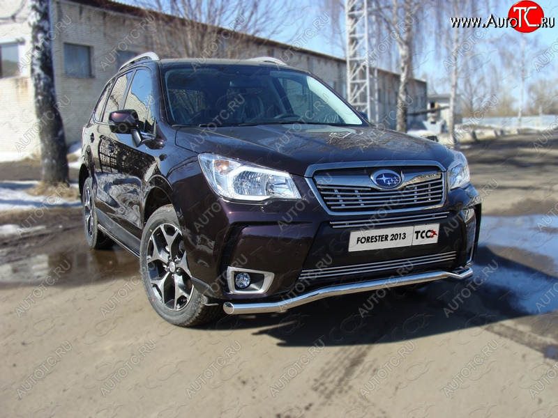 20 999 р. Защита переднего бампера нижняя d60,3 мм ТСС Тюнинг Subaru Forester SJ дорестайлинг (2012-2016) (нержавейка)  с доставкой в г. Тамбов