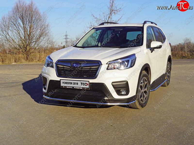 21 799 р. Защита переднего бампера нижняя d42,4 мм ТСС Тюнинг Subaru Forester SK/S14 дорестайлинг (2018-2021) (нержавейка)  с доставкой в г. Тамбов