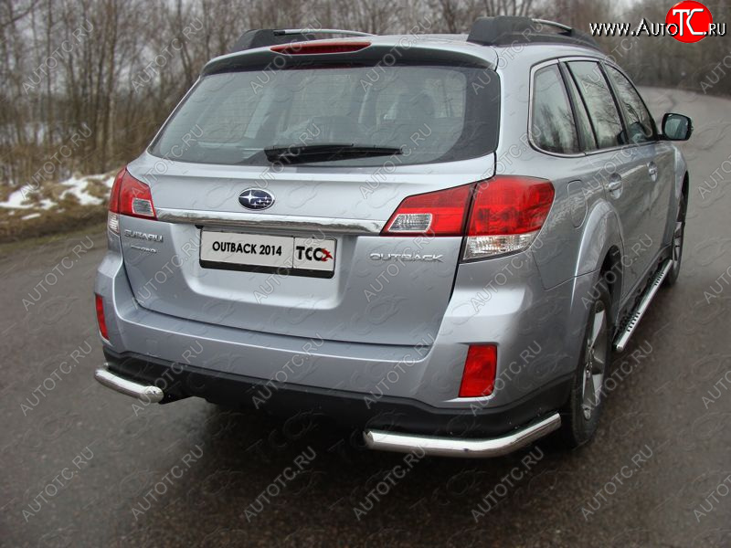 17 649 р. Защита заднего бампера (уголки, d60,3 мм) TCC  Subaru Outback  BR, (2012-2015) B14)  рестайлинг универсал  с доставкой в г. Тамбов