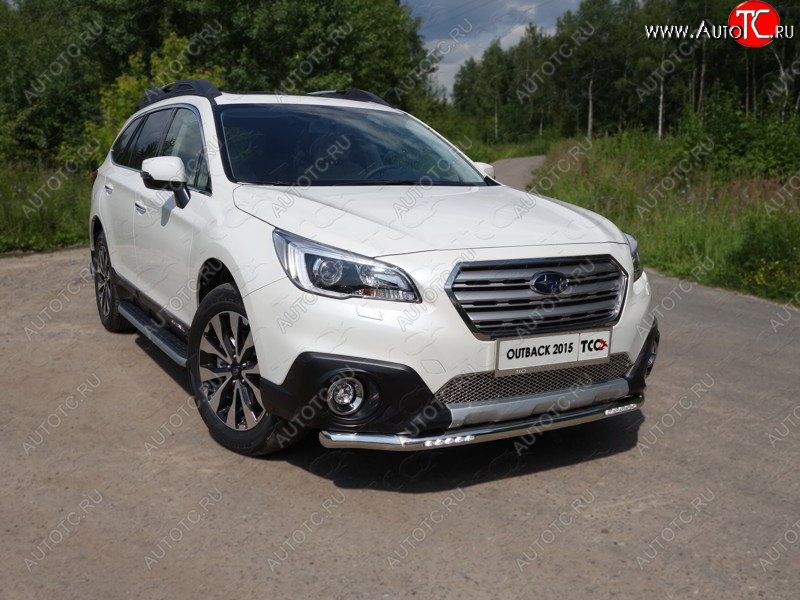 39 999 р. Защита переднего бампера нижняя с ДХО 60,3 мм ТСС Тюнинг Subaru Outback BS/B15 дорестайлинг универсал (2014-2018) (нержавейка)  с доставкой в г. Тамбов