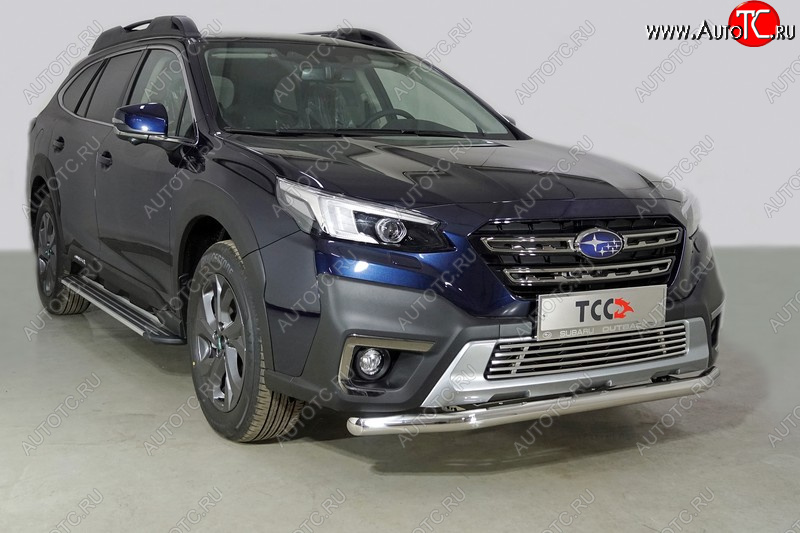 21 599 р. Защита переднего бампера нижняя d60,3 мм ТСС Тюнинг Subaru Outback BT универсал (2019-2025) (нержавейка)  с доставкой в г. Тамбов