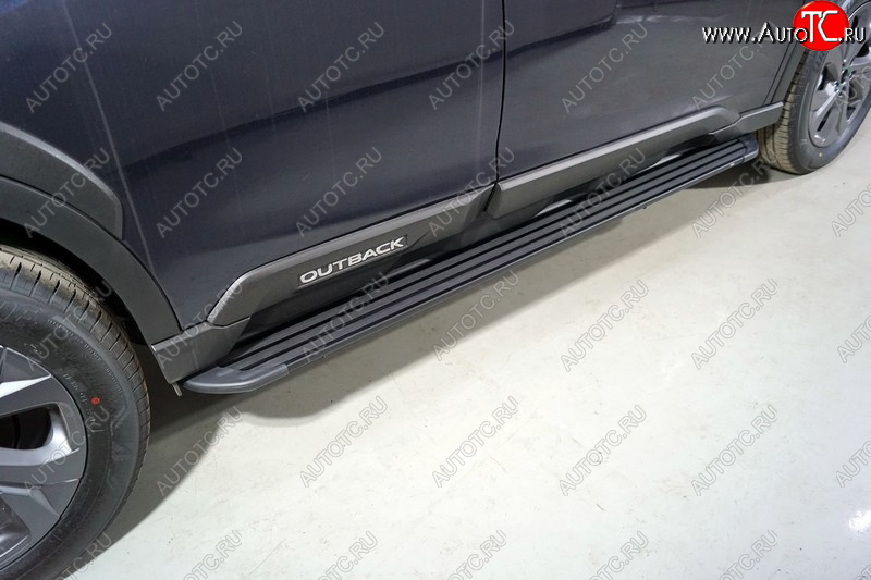 21 349 р. Пороги алюминиевые Slim Line ТСС Тюнинг  Subaru Outback  BT (2019-2024) универсал (Black)  с доставкой в г. Тамбов