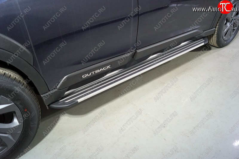 20 899 р. Пороги алюминиевые Slim Line ТСС Тюнинг  Subaru Outback  BT (2019-2025) универсал (Silver)  с доставкой в г. Тамбов