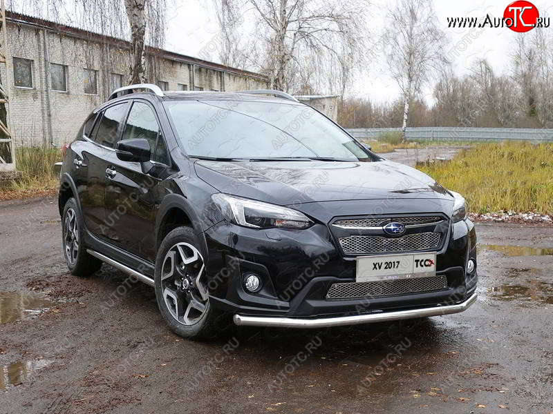 17 999 р. Защита переднего бампера нижняя d60,3 мм ТСС Тюнинг  Subaru XV  GT/G24 (2017-2021) дорестайлинг (нержавейка)  с доставкой в г. Тамбов