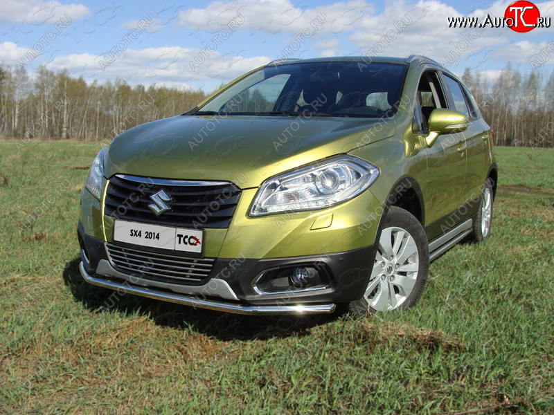 14 999 р. Защита переднего бампера нижняя d42,4 мм ТСС Тюнинг Suzuki SX4 JYB, JYA хэтчбэк дорестайлинг (2013-2016) (нержавейка)  с доставкой в г. Тамбов