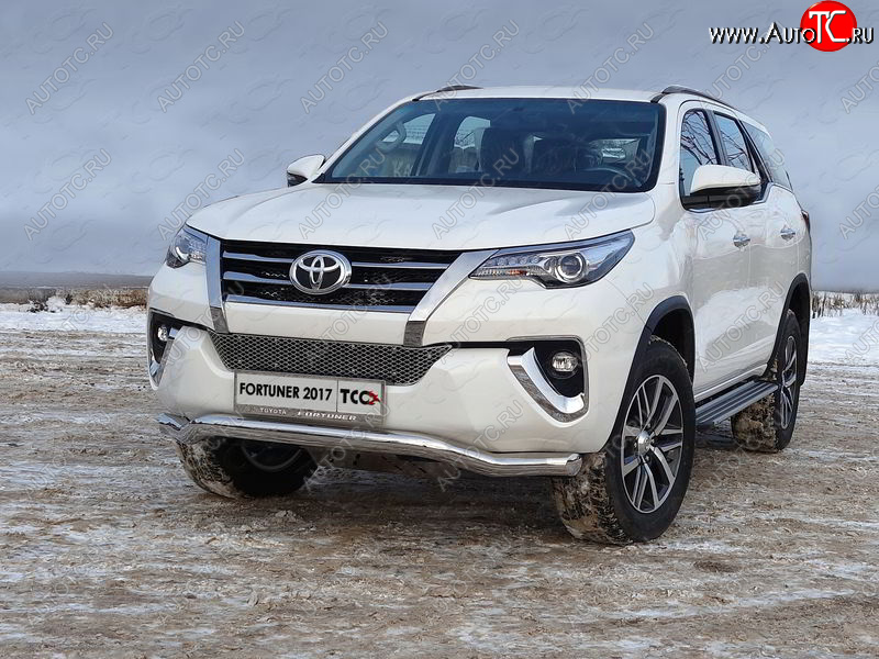 29 599 р. Защита переднего бампера волна d76,1 мм ТСС Тюнинг  Toyota Fortuner  AN160 (2015-2020) дорестайлинг (нержавейка)  с доставкой в г. Тамбов