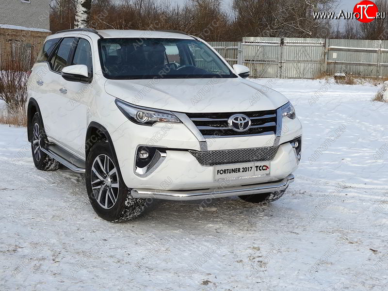 26 499 р. Защита переднего бампера нижняя 76,1 мм ТСС Тюнинг Toyota Fortuner AN160 дорестайлинг (2015-2020) (нержавейка)  с доставкой в г. Тамбов