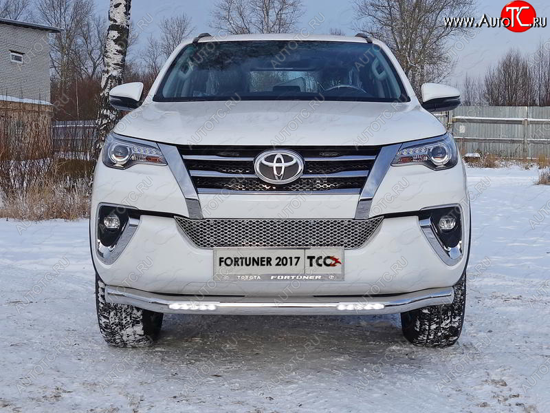 40 649 р. Защита переднего бампера нижняя с ДХО 76,1 мм ТСС Тюнинг Toyota Fortuner AN160 дорестайлинг (2015-2020) (нержавейка)  с доставкой в г. Тамбов