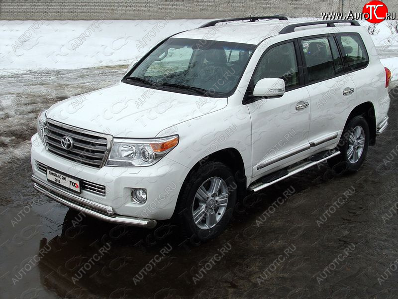 36 299 р. Защита передняя нижняя двойная 76,1*75 мм ТСС Тюнинг  Toyota Land Cruiser  200 (2012-2015) 1-ый рестайлинг (нержавейка)  с доставкой в г. Тамбов