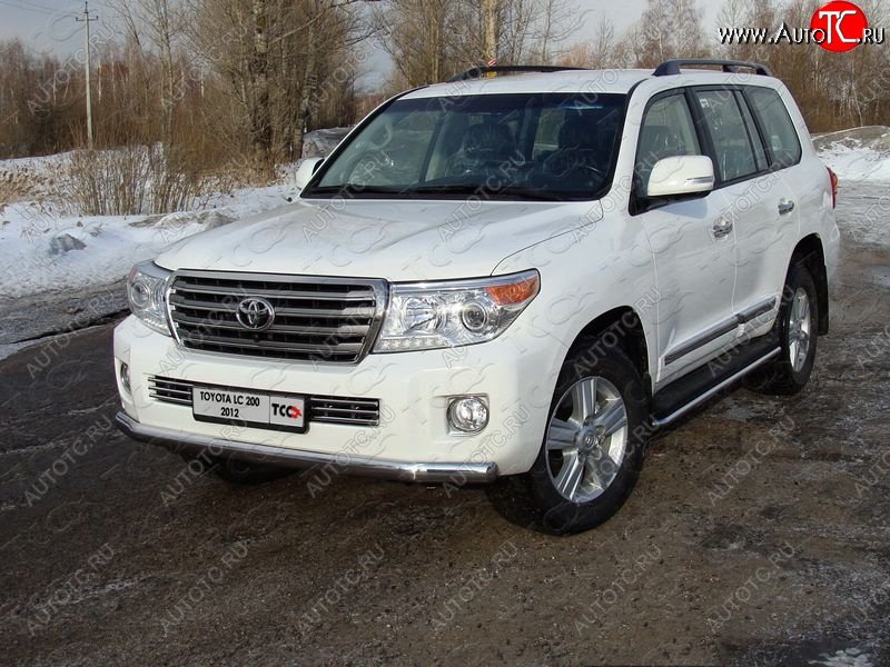 32 599 р. Защита передняя нижняя длинная 75*42 мм ТСС Тюнинг  Toyota Land Cruiser  200 (2012-2015) 1-ый рестайлинг (нержавейка)  с доставкой в г. Тамбов