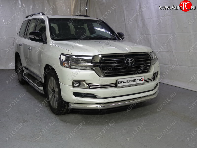 25 599 р. Защита переднего бампера нижняя d76,1 мм (EXCALIBUR) ТСС Тюнинг  Toyota Land Cruiser  200 (2015-2021) 2-ой рестайлинг (нержавейка)  с доставкой в г. Тамбов