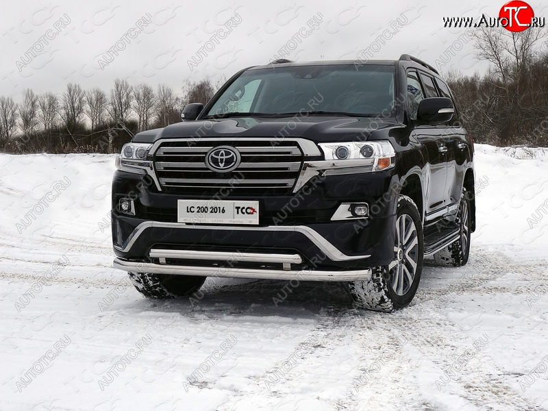 36 299 р. Защита передняя нижняя двойная 76,1*60,3 мм EXECUTIVE Тюнинг  Toyota Land Cruiser  200 (2015-2021) 2-ой рестайлинг (нержавейка)  с доставкой в г. Тамбов