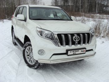 Защита переднего бампера нижняя 75*42 мм ТСС Тюнинг Toyota Land Cruiser Prado J150 1-ый рестайлинг (2013-2017)  (нержавейка)